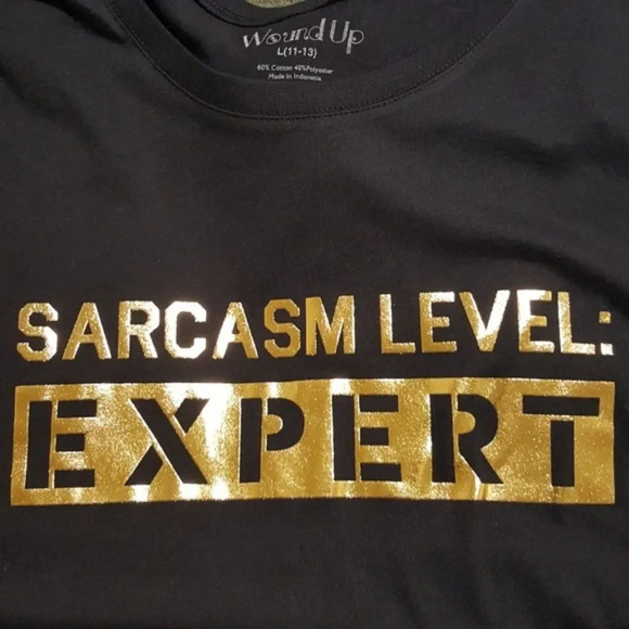 WOUND UP | NWOT Sarcasm Level Expert Black Size Juniors Large - Picture 3 of 5